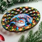 Тарелка сувенирная деревянная "Новогодний. Дед Мороз спешит на санях", цветной - Фото 2