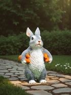 Садовая фигура из полистоуна «Зайка несет морковь», 22×9×13 см - Фото 3