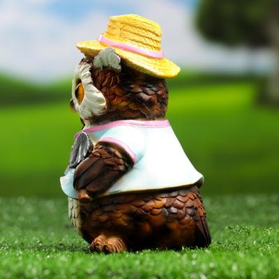 Садовая фигура из полистоуна «Филин в шляпке с лопаткой», 15×10×9.5 см