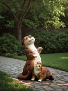 Садовая фигура из полистоуна «Выдра с малышом», 20×12×17 см - Фото 3