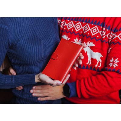 Визитница на кнопке, 3 ряда, 24 листа, флотер, цвет красный