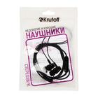 Наушники Krutoff HF-T83, вакуумные, микрофон, 106 дБ, 16 Ом, 1 м, черные - Фото 2