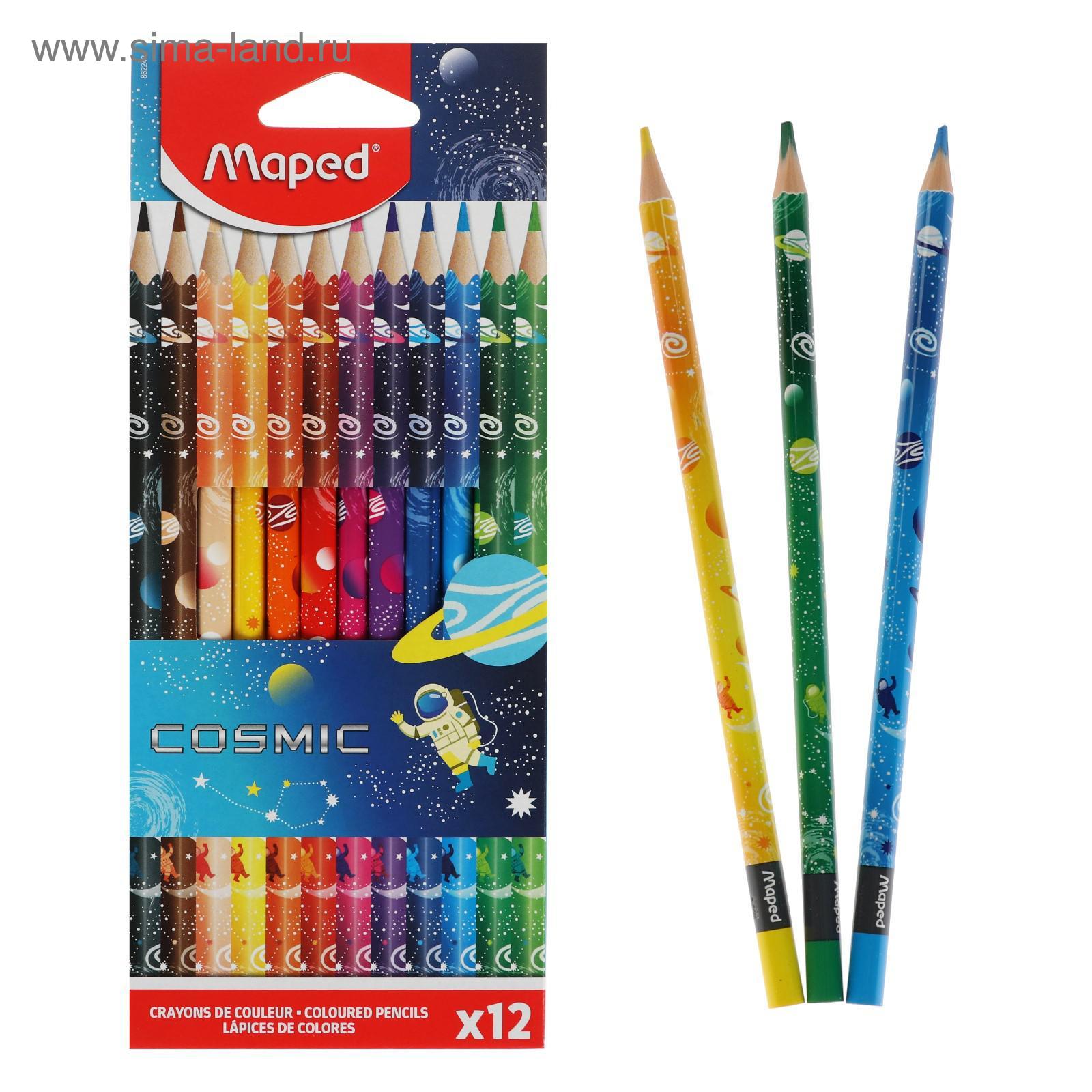 Карандаши 12 цветов Maped Color Peps cosmic пластиковые, декорированные ...