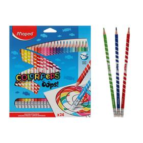 Карандаши 24 цвета, Maped Color Peps Oops, пластиковые, с ластиком, европодвес 5163630