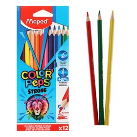 Карандаши 12 цветов, Maped Color Peps Strong, пластиковые, повышенной прочности, европодвес 5163631