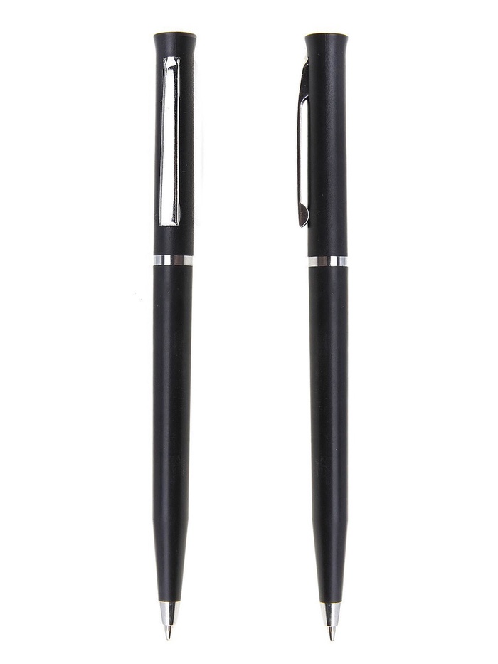 Ручка под логотип Calligrata, шариковая, поворотная, синий стержень, узел 0.7 мм, корпус чёрный матовый с серебристым - Фото 1