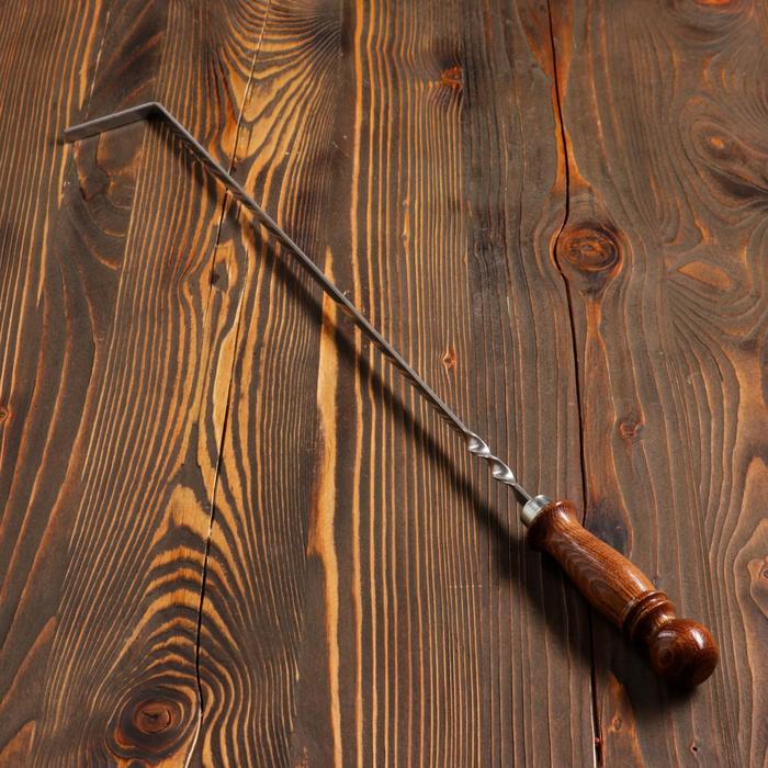 Кочерга узбекская с деревянной ручкой, матовая 40/1 см, полная длина 62 см, сталь 3 мм - Фото 1