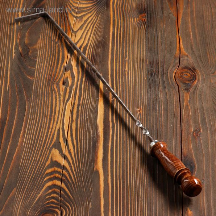 Кочерга узбекская с деревянной ручкой, с узором 40/1 см, полная длина 62 см, сталь 3 мм - Фото 1