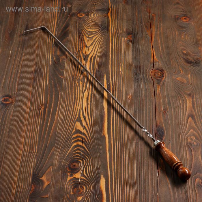 Кочерга узбекская с деревянной ручкой, с узором, 60/1 см, полная длина 82 см, сталь 3 мм - Фото 1