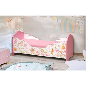 Кровать детская «Малышка №4», 1400×700 мм, белый / розовый / фотопечать для девочек