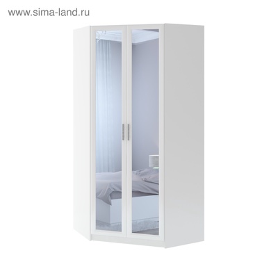 Шкаф угловой «Тиффани» №35, с зеркалом, 1070×1070×2250 мм, цвет белый текстурный