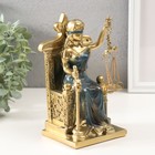 Сувенир полистоун "Богиня Фемида на троне" золотистый с синим 19х10х9 см - Фото 2