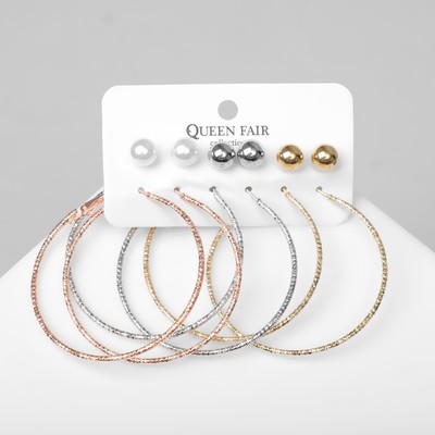 Серьги QF «Настроение», набор 6 пар, разноцветные, d=5 см