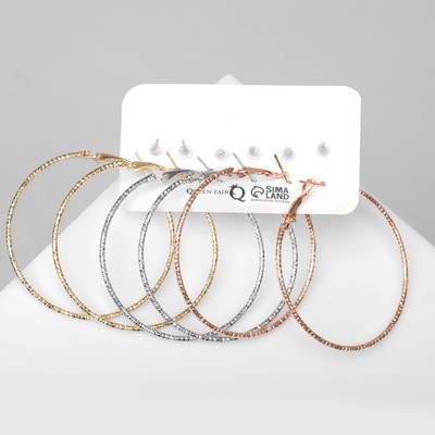 Серьги QF «Настроение», набор 6 пар, разноцветные, d=5 см