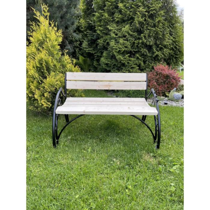 Садовая скамейка "Шарики" деревянная на металлическом каркасе, со спинкой, 2х0.72х0.77 м - фото 1907116518