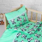 Постельное бельё для кукол «Панды на зелёном», простынь, одеяло, подушка - Фото 2