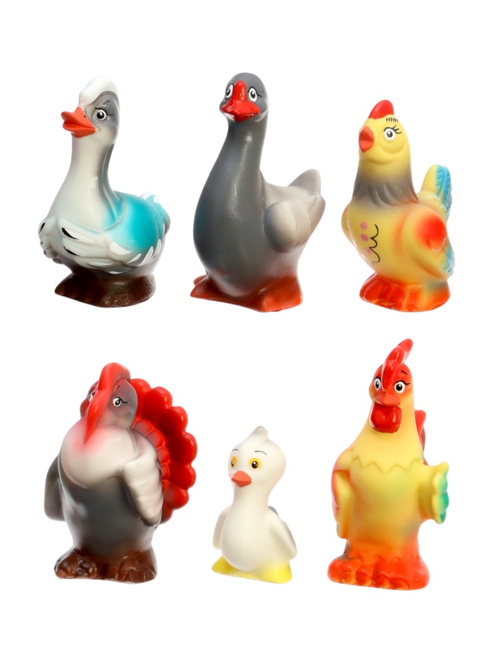 Резиновые игрушки «Птицеферма», набор 6 шт. - Фото 1