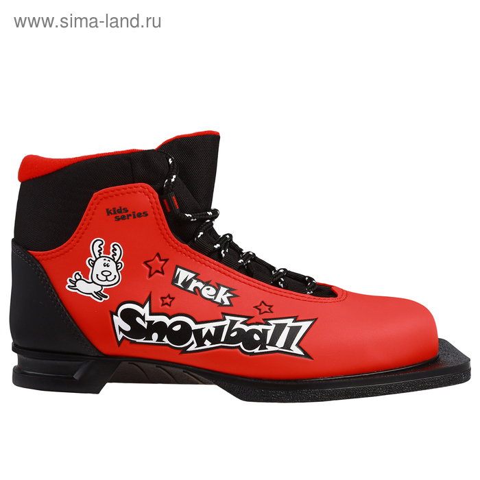 Ботинки лыжные TREK Snowball NN75 ИК, цвет красный, лого чёрный, размер 32 - Фото 1