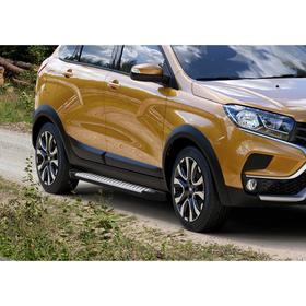 

Пороги на автомобиль "Bmw-Style круг" Rival для Lada Xray Cross 2018-н.в., 173 см, 2 шт., алюминий, D173AL.6005.1