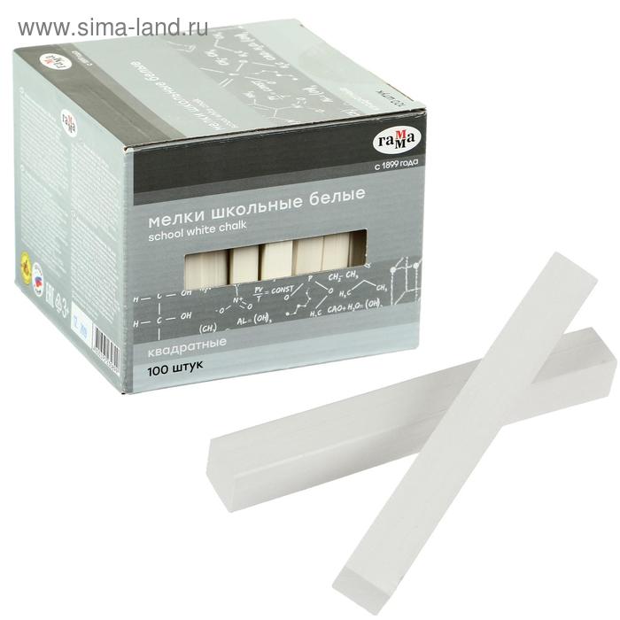 Мелки для рисования «Гамма», белые, 100 штук, мягкие, квадратная форма, картонная коробка - Фото 1