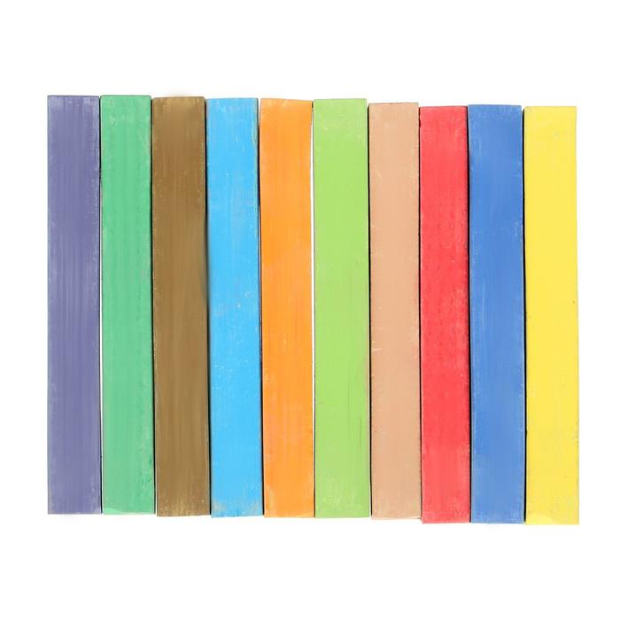 Мелки для рисования "Гамма", цветные, 10 штук, мягкие, квадратная форма, картонная коробка - фото 1885042486