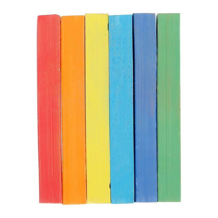 Мелки для рисования "Гамма", цветные, 6 штук, мягкие, квадратная форма, картонная коробка - фото 1885042499