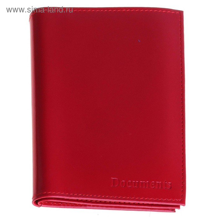 Обложка автодокументы+паспорт, натуральная кожа, красный наплак - Фото 1