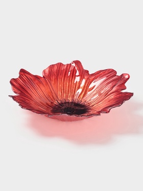 Блюдо сервировочное «Маки», d=30 см, стекло, красное