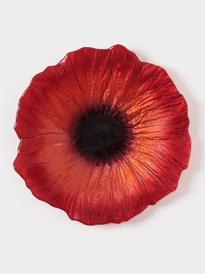 Блюдо сервировочное «Маки», d=21 см, стекло, красное - Фото 1