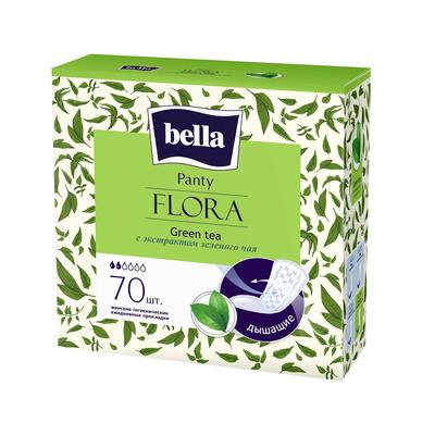 Прокладки женские гигиенические ежедневные bella Panty FLORA Green tea с экстрактом зеленого, 70 шт.