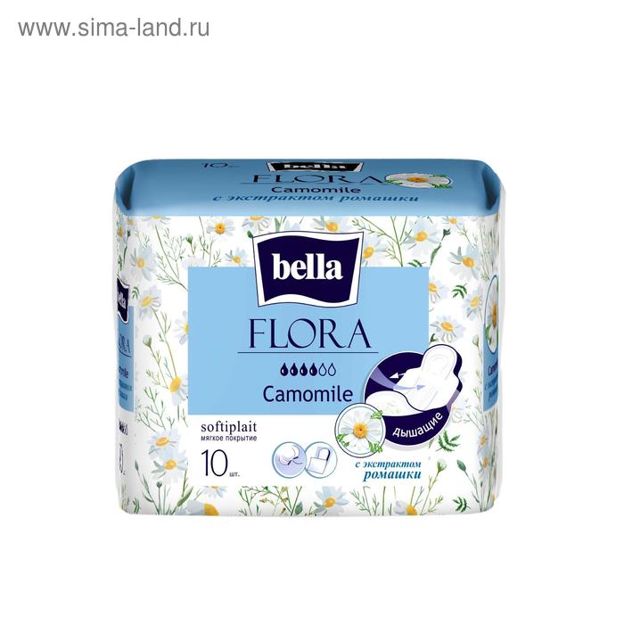 Прокладки женские гигиенические bella FLORA Camomile с экстрактом ромашки по 10 шт. - Фото 1