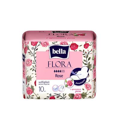 Прокладки женские гигиенические bella FLORA Rose с ароматом розы 10 шт. - Фото 1