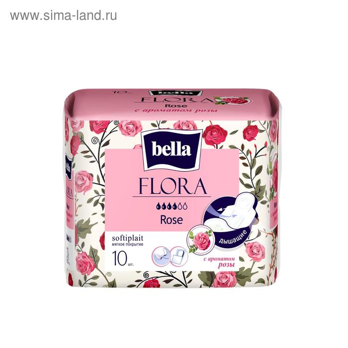 Прокладки женские гигиенические bella FLORA Rose с ароматом розы 10 шт. - Фото 1