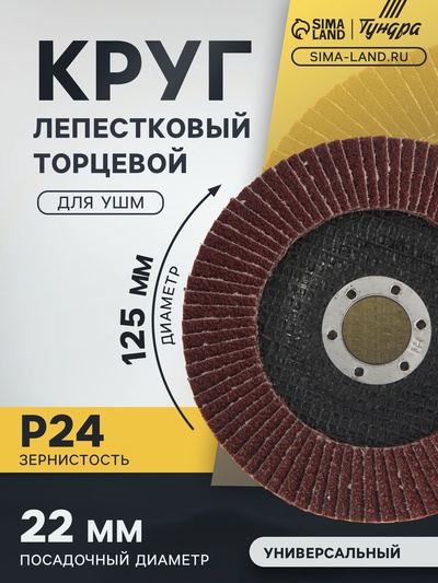 Круг лепестковый торцевой ТУНДРА, 125×22 мм, Р24
