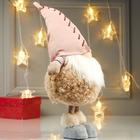 Кукла интерьерная "Дедушка в меховой шубе и розовом колпаке" 48х16х21 см - фото 21090891