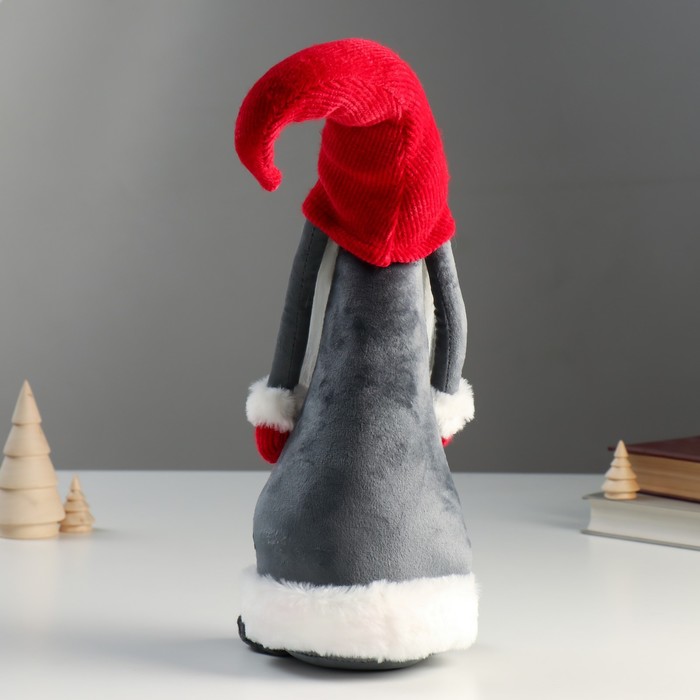 Кукла интерьерная "Дедушка Мороз в серой шубе и красном колпаке-шапке" 55х15х16 см - фото 1907117123