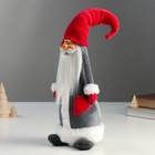 Кукла интерьерная текстильная «Дедушка Мороз в серой шубе и красном колпаке-шапке», 55×15×16 см - Фото 4