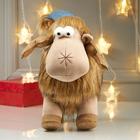 Кукла интерьерная "Лосик в синем колпаке и снежинкой на носу" 41х28х29 см - фото 29531962