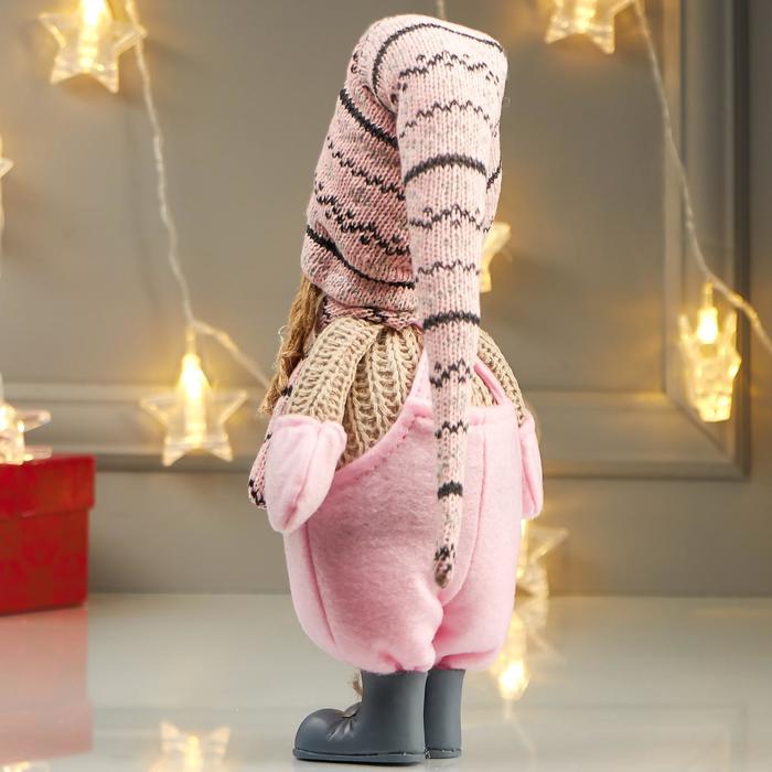 Кукла интерьерная "Девочка в розовом комбинезоне и в розовом колпаке" 49х8х14 см - фото 1907117153