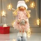 Кукла интерьерная "Ангелочек Мила с звездой в розовой шубке" 42х10х12 см - фото 9022656