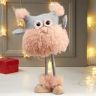 Интерьерная текстильная кукла «Совушка в розовой кудрявой шубке», 42×15×19 см - Фото 1