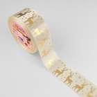 Лента атласная с тиснением «Олени», 40 мм, 23±1 м, бежевая, золотая №02 - Фото 2