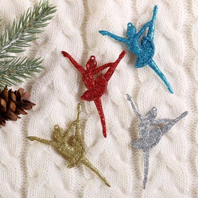 Украшение ёлочное "Балерина блеск" (набор 4 шт) 2,5х7 см, микс