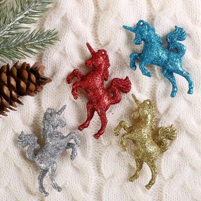 Украшение ёлочное "Единороги блеск" (набор 4 шт) 5,5х4 см, микс