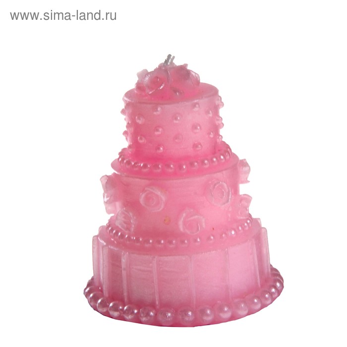 Свеча восковая "Тортик" ароматизированная, цвет розовый - Фото 1