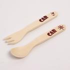 Набор бамбуковой посуды «Машинки», тарелка, миска, стакан, приборы, 5 предметов - Фото 7