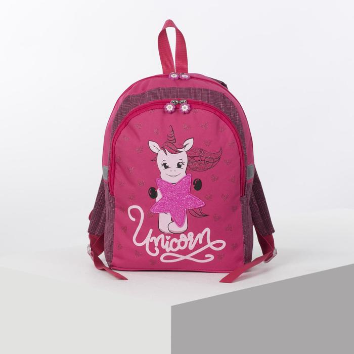 Рюкзак школьный, отдел на молнии, наружный карман, цвет розовый - Фото 1