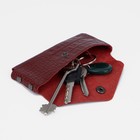 Ключница на кнопке TEXTURA, длина 15 см, металлическое кольцо, цвет красный - фото 9565226