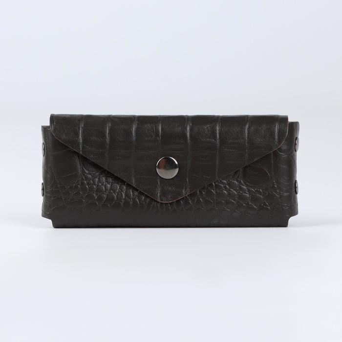 Ключница карманная на кнопке TEXTURA, длина 15 см, кольцо, цвет коричневый - Фото 1