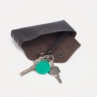 Ключница на кнопке TEXTURA, длина 15 см, металлическое кольцо, цвет коричневый - Фото 4